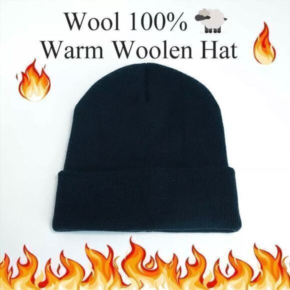 New warm black WOOL kids cap beanie 6-12 years